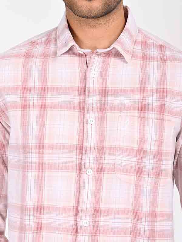 Indian Terrain Men's Regular Fit Full Sleeve Checkered Brown Shirt